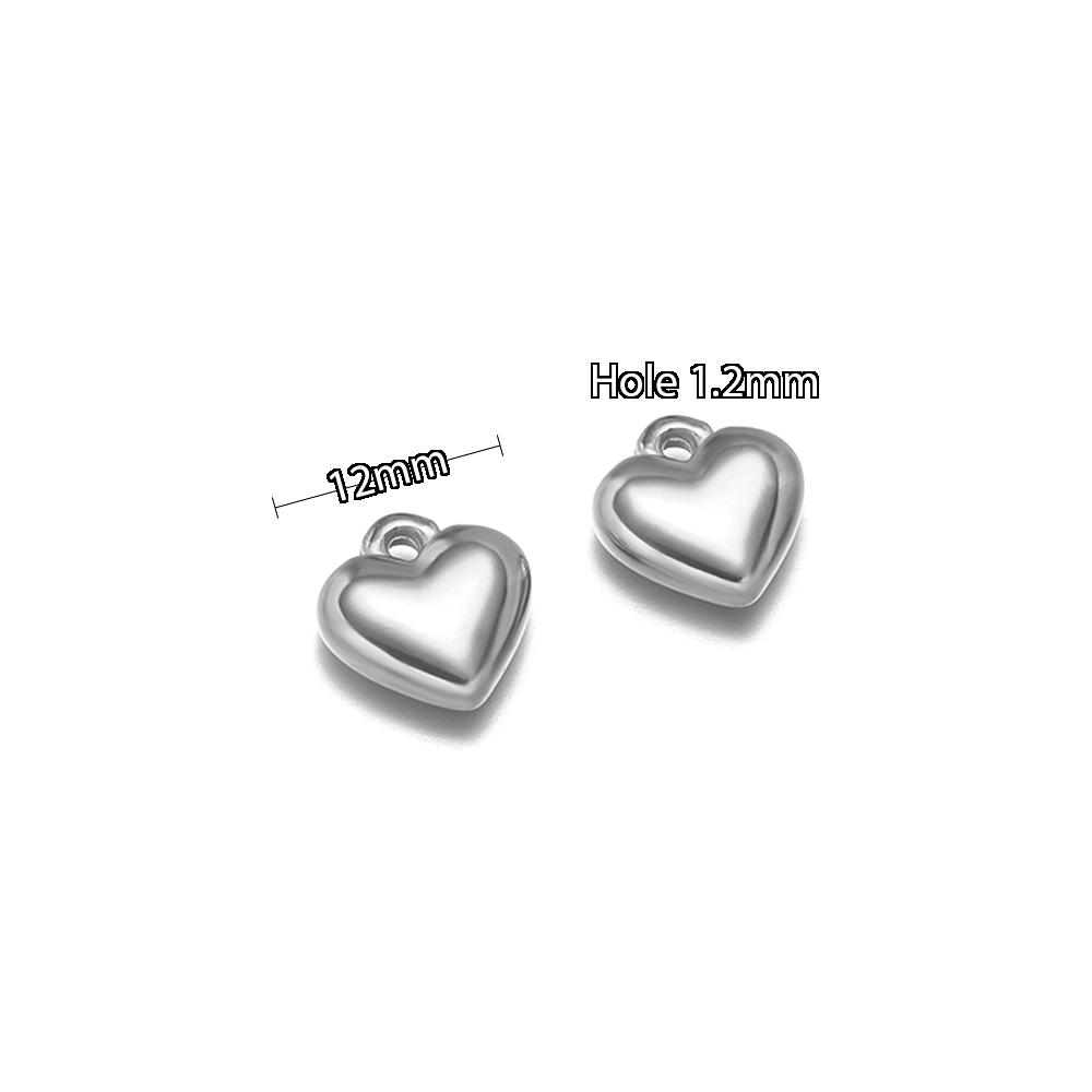 5pcs Stainless Steel New Fashion Three-dimensional Heart Charms Pendants PVD Gold Plated Necklace Homemade Bracelet DIY Jewelry
