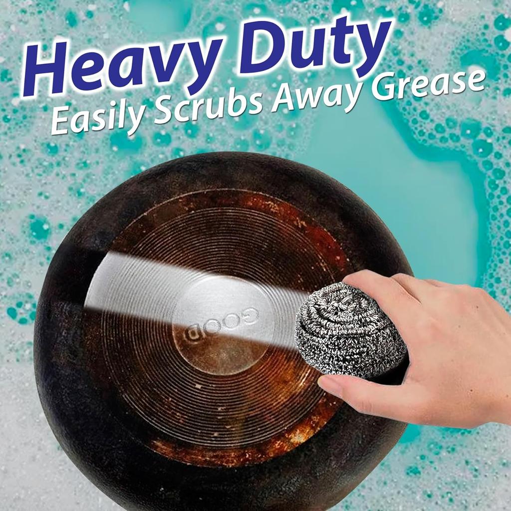 20 Pcs 401 Stainless Steel Scouring Pads 31cm, Heavy Duty Cleaning Pads for Kitchen Pots Pans, Rust Remover