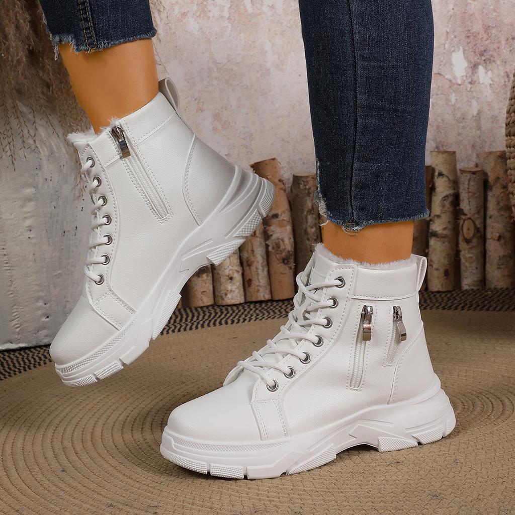 Fashion Women Platform Ankle Boots Faux Suede Zip Shoes Women Snow Boots Warm Fur Plush Winter Platform Ankle Boot Female Botas De Mujer