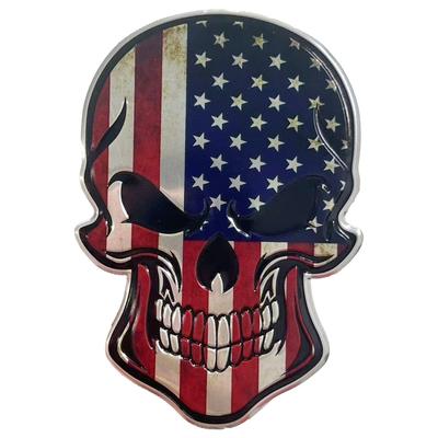 3D Skull Metal Sticker - Flag Design Skull Emblem Metal Sticker Decal Dress Up