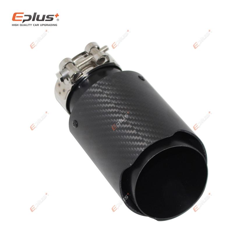 Universal Car Matte Carbon Fiber Muffler Tip Exhaust System Pipe Mufflers Nozzle Straight Stainless Black