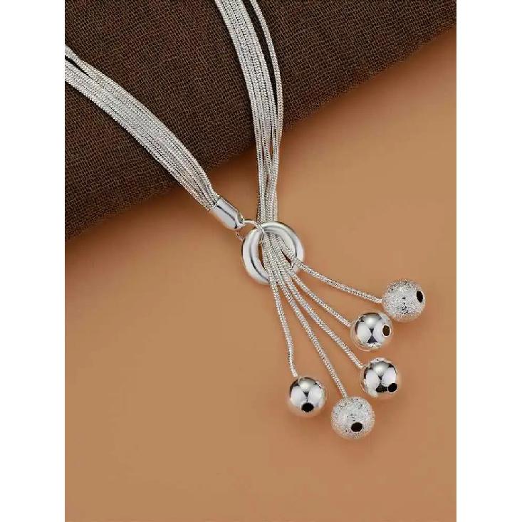 New Silver 925 Beads Pendant Necklace Five-banded snake chain For Women Man Fashion Wedding Party Charm JewelryGood product