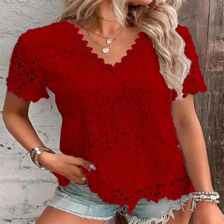 Lace Women's New Short Sleeve T Shirt Fashion Top