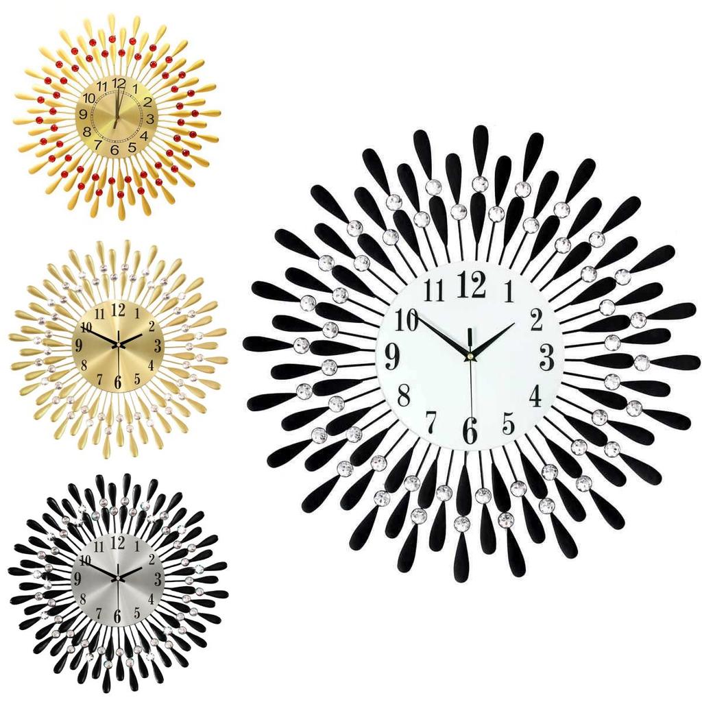 Modern Iron Art Wall Clock With Silent Sweep Movement For Living Room Decor