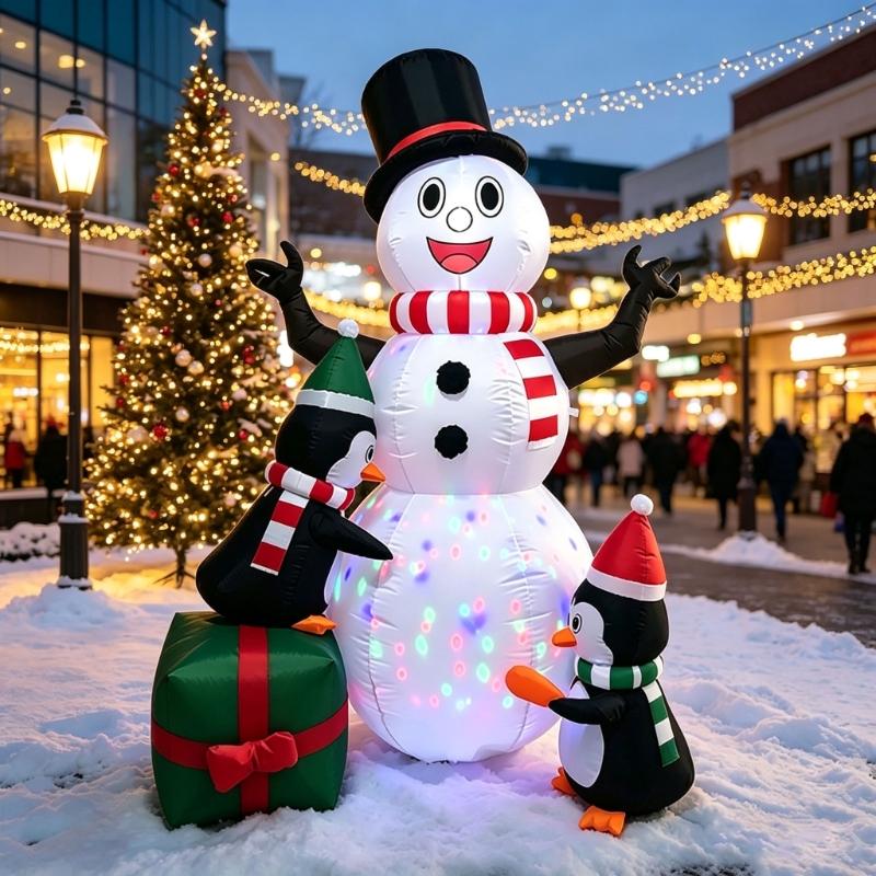 Lighted Christmas Character Inflatable Using Its Internal Fan, Ground Stakes and Support Ropes for Seasonal Yard and Garden Decorating