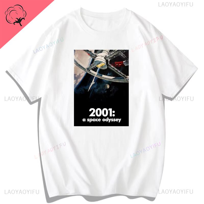2001 A Space Odyssey Sci-fi Movie Retro Direct Spray Breathable Print Cotton Short Sleeve  Loose Mens T Shirt Ropa Hombre
