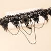 Adjustable Lace Choker Collar Gothic Necklace with Tassel Chain Crystal for Women Halloween Party Custume Vintage Choker