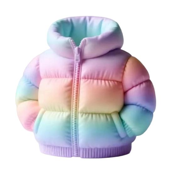 Rainbow Down Coat Pen Holder, 3D Printed Puffer Jacket Desk Organizer, Creative Storage for Stationery And Brushes