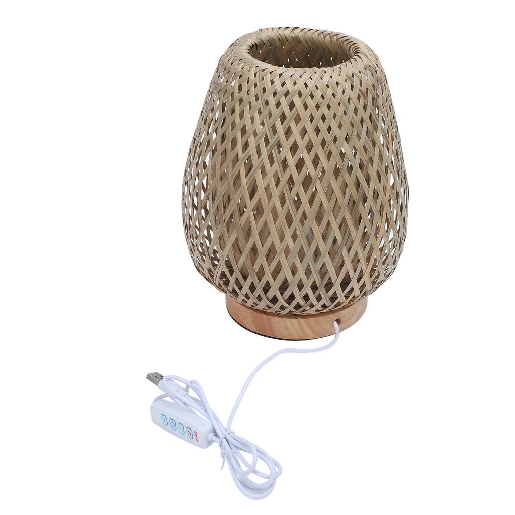 Tischleuchte Doppelschicht Gewebt 3 Farbtemperaturen Stufenloses Dimmen Vintage Nachttischlampe für Schlafzimmer