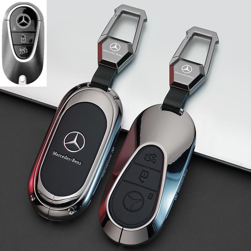 SFX1 Zinc Alloy+Leather Car Key Case Cover for Mercedes Benz 2021 C /S Class W223 W206 S350L S400L S450L S500L Protector