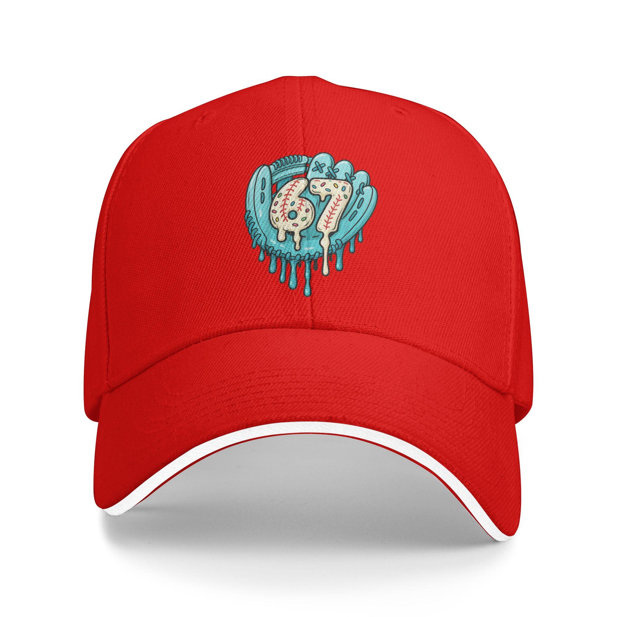 Funny  67 Ice Cream Drip Six Seven Baseball Baseball Cap  Fitted Retro Trucker Hat Summer Unisex Men Outdoor Sports Snapback Cap One Size
