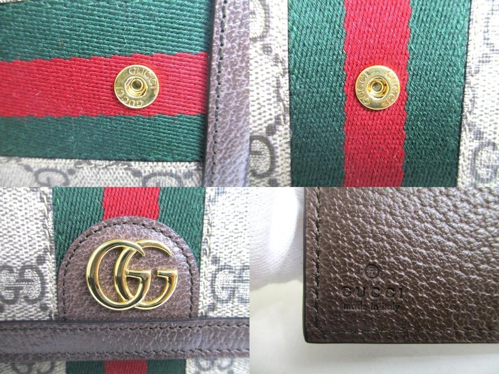 Authentic GUCCI Brown Leather Bifold Wallet Ophidia GG French Flap Wallet #a499  Open Box