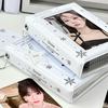 PVC Photo Card Organizer 3-inch Card Album White Snowflake Design Fan Card Storage Book Organizer Case Celebrity Card Holder