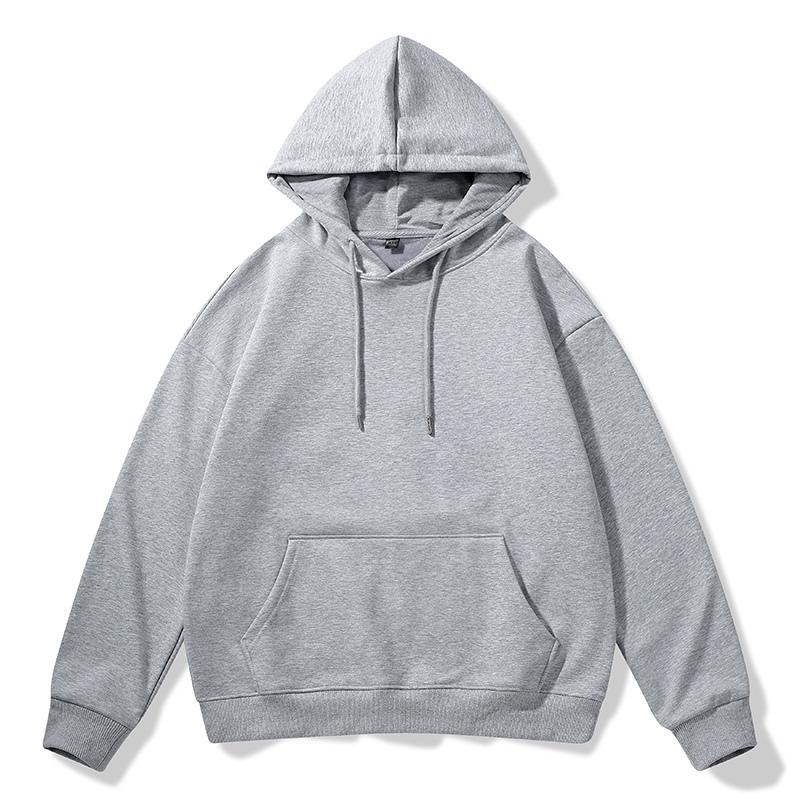 Pure Cotton Hooded Sweatshirt Men's Solid Color Loose Large Size Casual Sports Plus Velvet Thickened Sweatshirt Hooded Pullover
