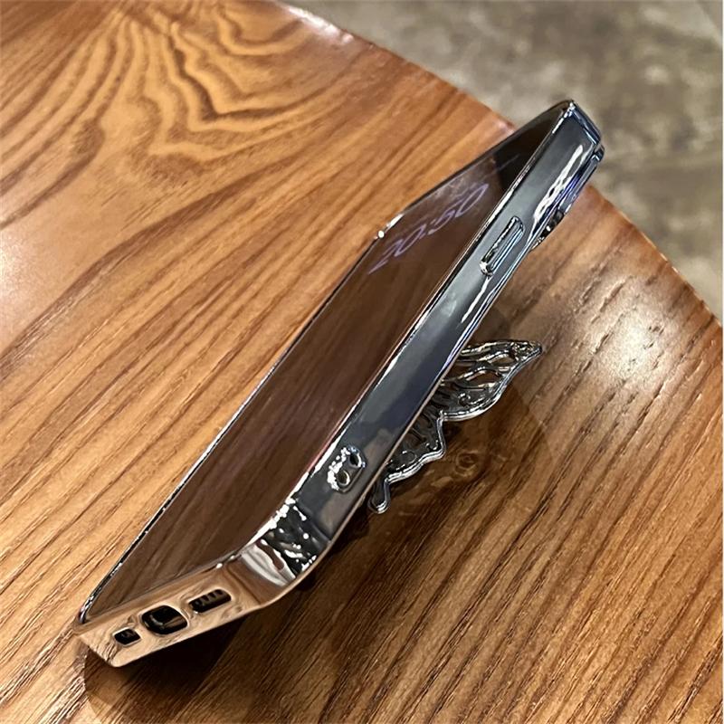 Luxuriöse Plattierung Farbverlauf Bling Glitzer Schmetterling Halterung Halter Handyhülle für iPhone 14 12 13 15 Pro Max Soft Clear Cover