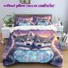 Two animals and lovePattern Bedding Quilt Set Quilt Cover Pillowcase Home Decoration Birthday Gift (1 * duvet cover + 2 * pillowcase, without core)