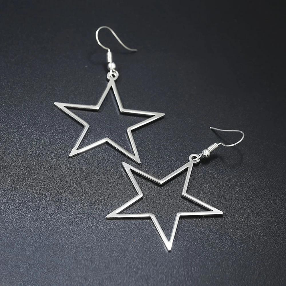 SUMENG New Fashion Handmade Simple Antique Hollow Star Pendant Drop Earrings for Women Vintage Jewelry Gifts Accessories
