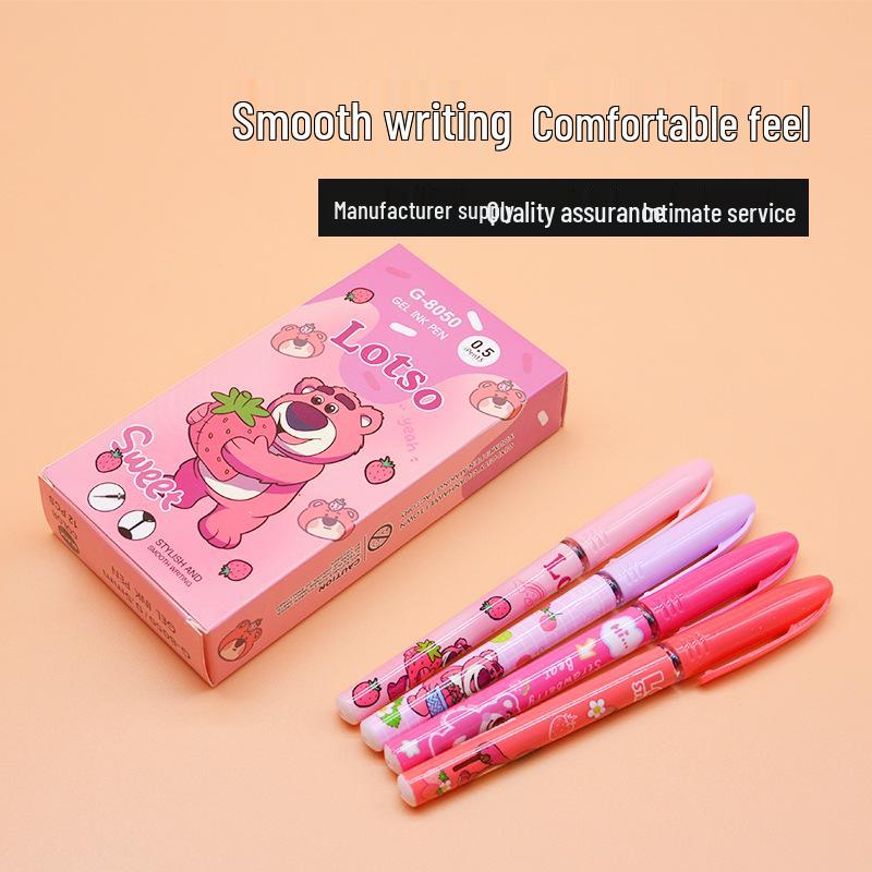 Creative Cartoon Strawberry Bear Pen - Neutral Ink for Students 0.5mm красный