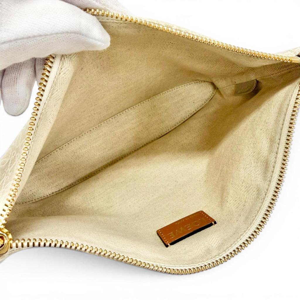 Great LOEWE Clutch Bag OBLONG POUCH Anagram Logo Leather Patch C821C63X05 Used