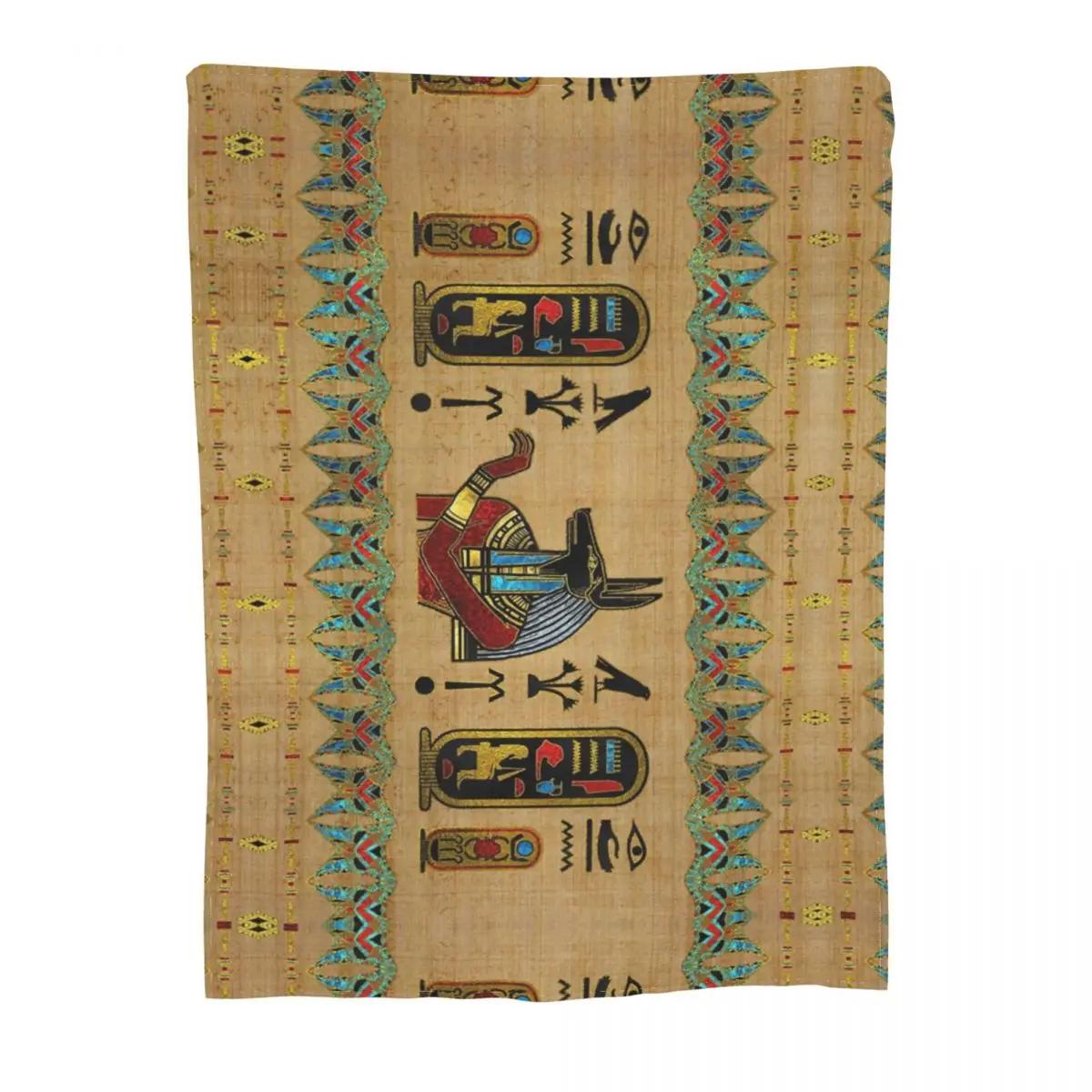 

Egyptian Anubis Ornament Blankets Fleece All Season Ancient Egypt Myth Warm Throw Blankets for Bedding Car Bedding Throws 100cmx150cm