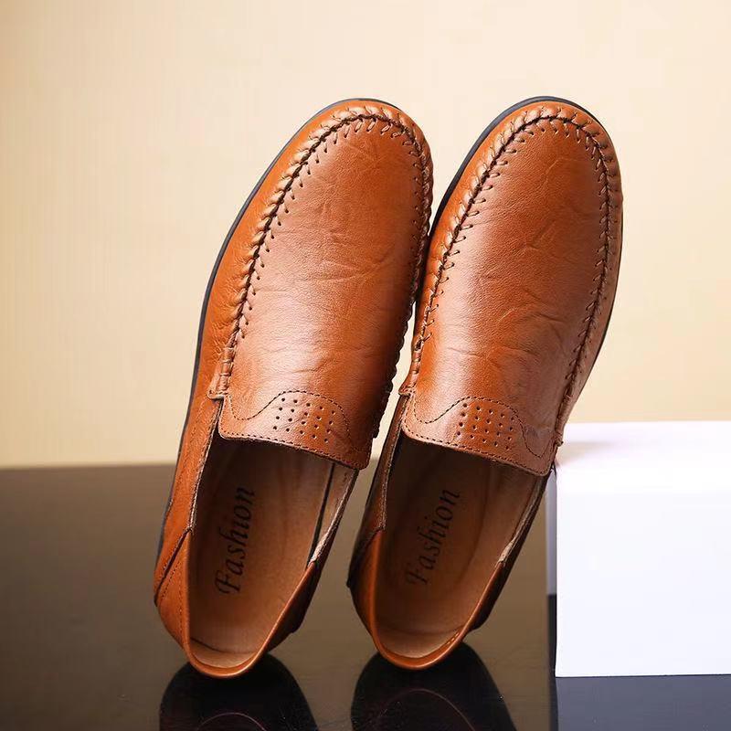 Mocassini da Uomo in Pelle Slip-On per Primavera e Autunno - Scarpe Casual da Guida con Suola Morbida