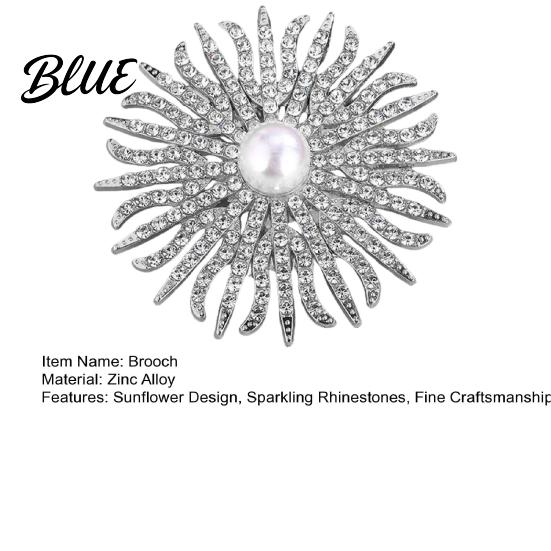 Wear-resistant Brooch Sunflower Pin for Women Rhinestones Inlaid Dress Coat