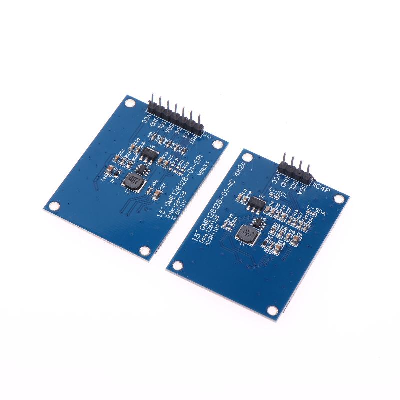 1.5" 128x128 White OLED Display with 4PIN/7PIN, SH1107 Driver, Compatible with Raspberry Pi and STM32, Supports IIC Interface