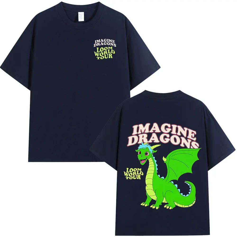 Summer Adult Imagine Dragons Loom World Tour Rock Band Tshirt Cartoon Dragon High Quality 100 Cotton Mens Women Shortsleeved
