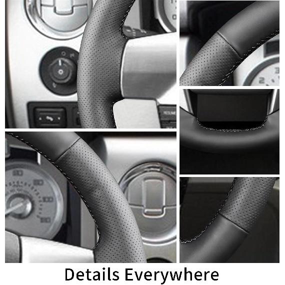 Hand Sewn Steering Wheel Cover Microfiber Leather Stitched on Wrap,Fit for Ford 2015 Expedition/2014 F-150 Tremor/2013 F-150/2010 2011 F-150