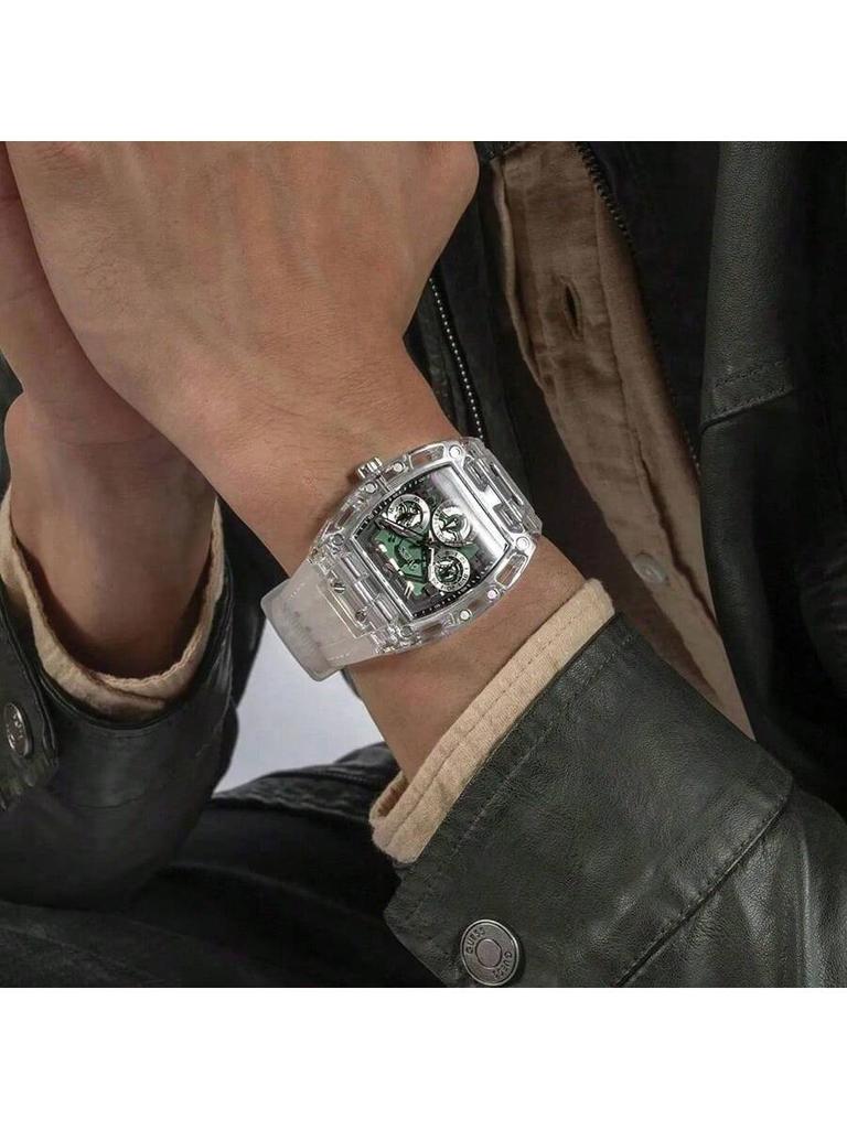 Men's Quartz Watch, Multi-Color Dial, Technology Small Square Watch, Hollow Design, Showing Man Gift, Commemorative Day GW0499G8