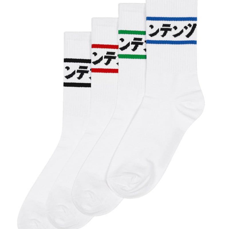 REPLAY CONTAINER [4PACK] line socks (white) 4color