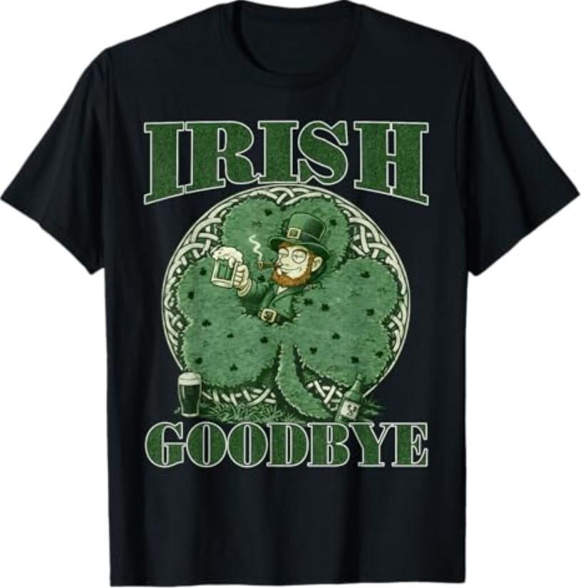 Irish Goodbye St Patricks Day Funny Leprechaun Graphic Tee T-Shirt S разноцветный