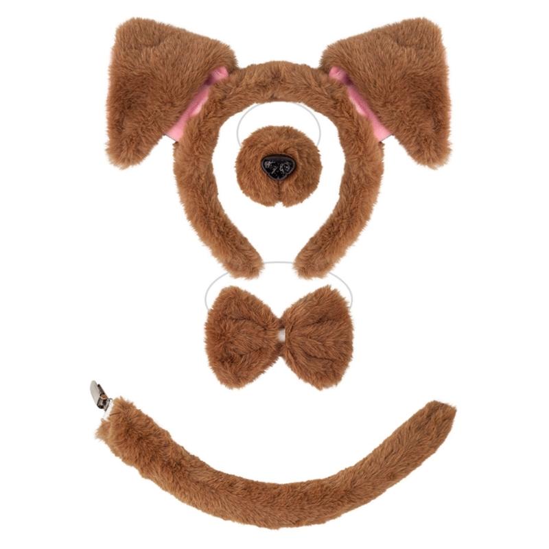 Dog Costumes for Kids Girls Halloween Animal Cosplay Accessories with Dog Ears Headband Tail Tutu Skirts Set