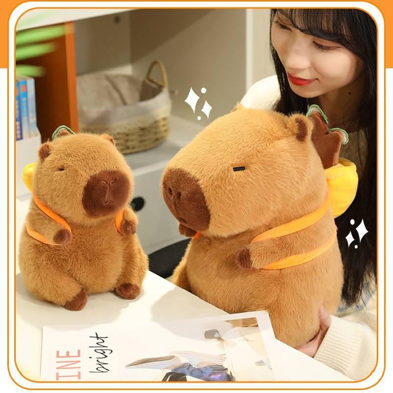 Capybara Backpack Plush Toy Cartoon Stuffed Animal Doll Decoration Gift Kids