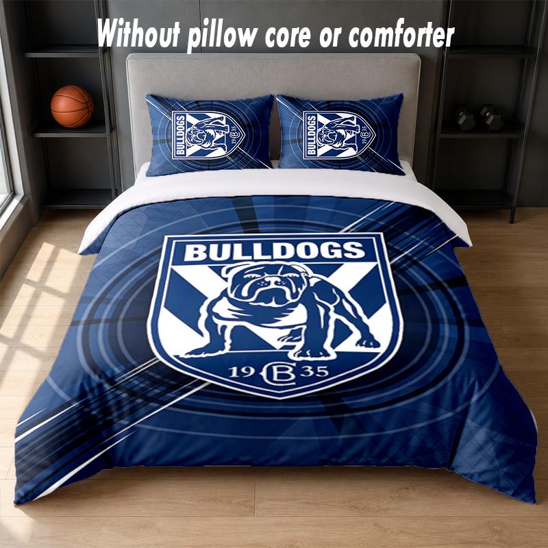 Canterbury-Bankstown Bulldogs Design Bed Bedding Set 1 Duvet Cover + 2 Pillowcases Soft Breathable Household Bed Linens