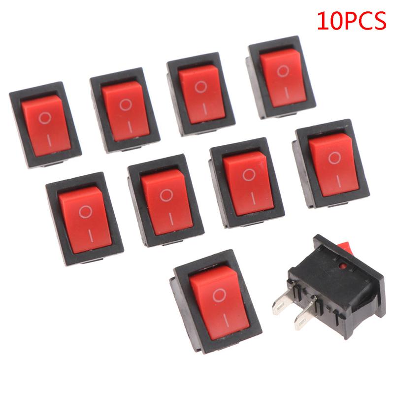 

10Pcs 2Pin 21X15Mm Rocker Switch 6A/250Vac Power Switch On-Off Red Black White червоний