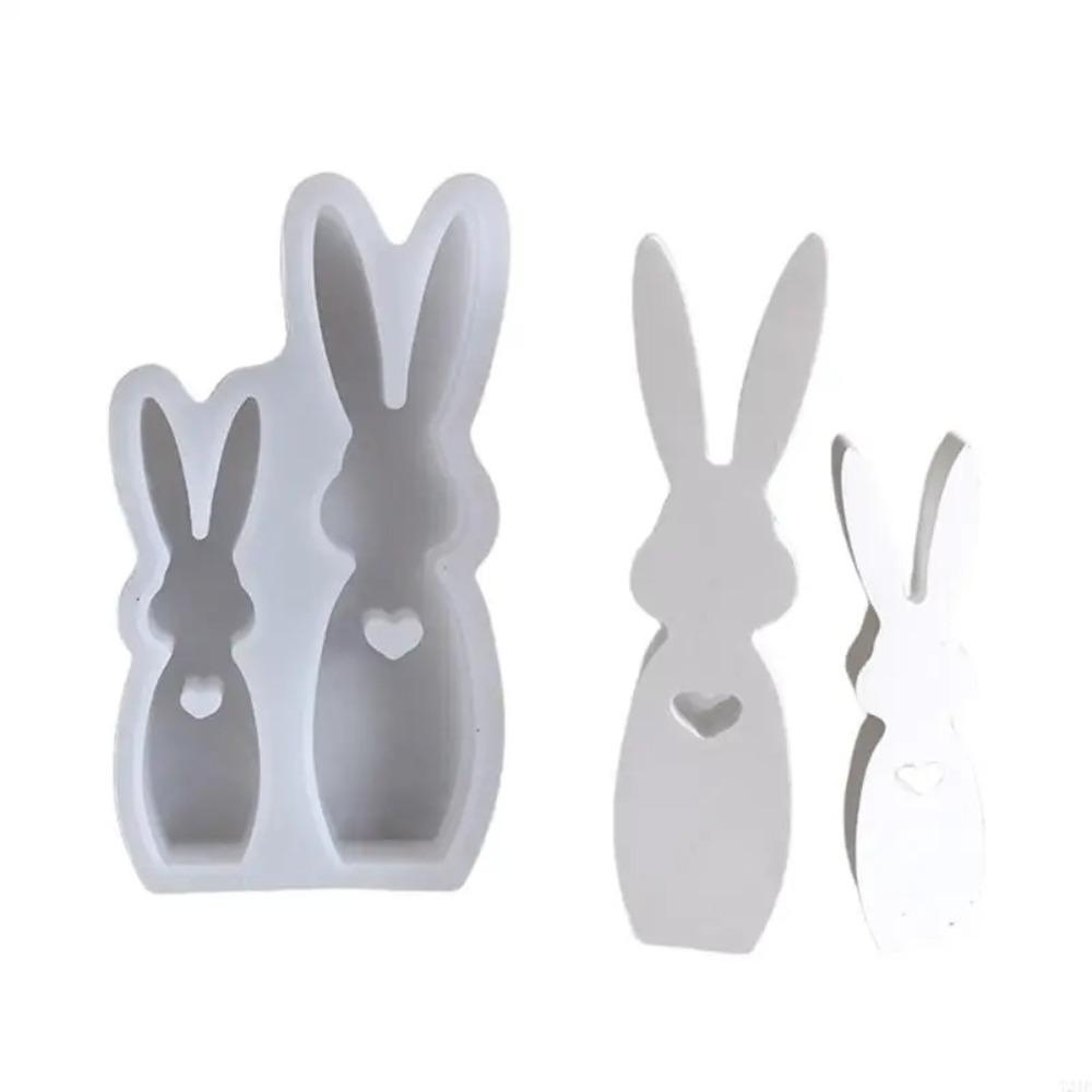 Cute Standing Rabbit Molds Cartoon Drop Glue Plaster Mold  Happy Easter Decor
