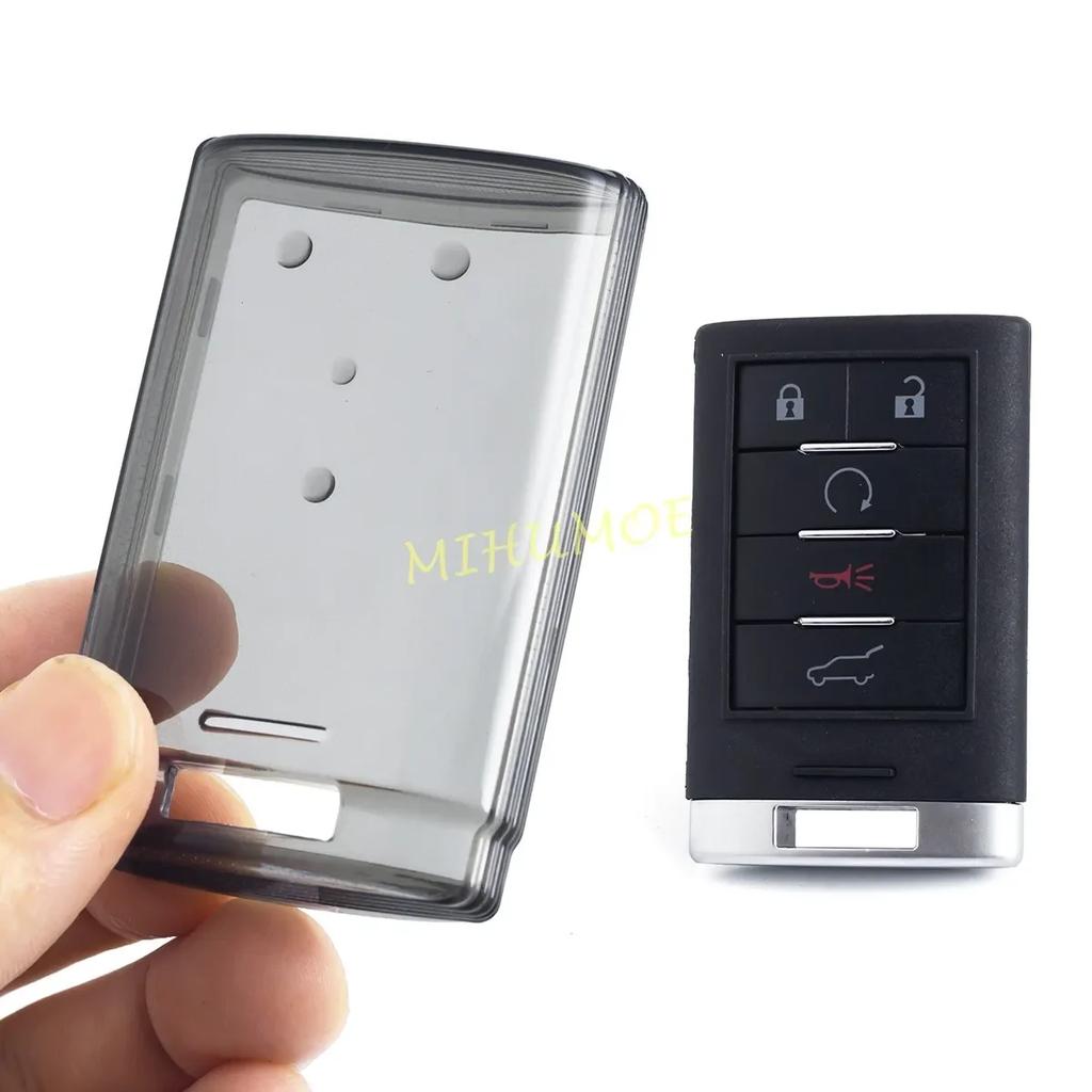 For Cadillac DTS STS CTS SRX XTS ATS Escalade Chevrolet Corvette Black Transparent Car Remote Key Case Cover Keychain Protector