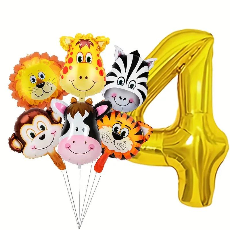 32" Jungle Animals Balloon Set: Tiger, Lion & Zebra Foil Balloons for Kids' Birthday Parties