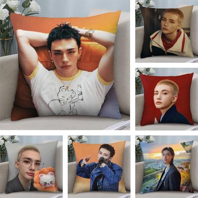 HOT-KPOP Idol h-Hyunjin Pillow Case Short Plush Sofa Decorative Gift Home Double-sided Printing Cushion