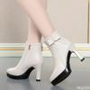 Small Size Spring and Autumn Fashion New High Heels Women's Boots with Bow Pointed Tip Thin Heel Zipper Fashion Women's Boots