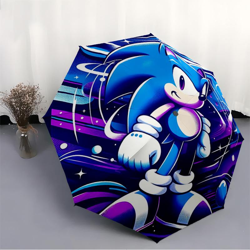 1PC Sonic the Hedgehog, Sonic Artwork Automatic Open/Close, 8-Rib Durable Frame Compact Travel Umbrella for Men & Women S1222076