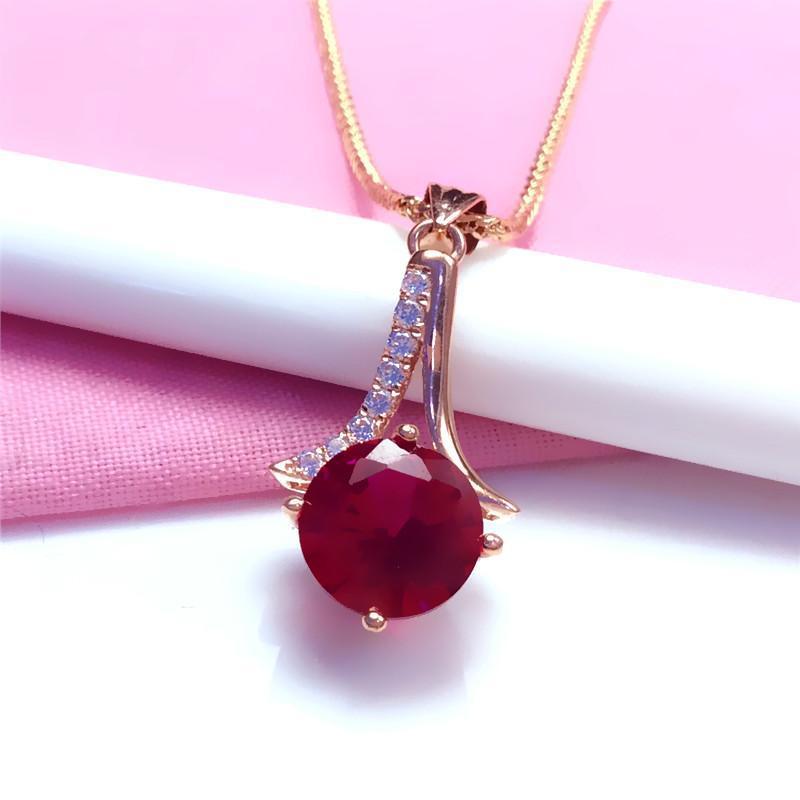 Pure Purple Gold Red Pomegranate Set Chain Flash Diamond Plated Rose Gold Color Gold Necklace Design