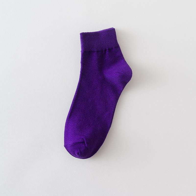 Korte Katoenen Sokken voor Dames, Ademende Effen Kleur College-stijl Katoenen Sokken