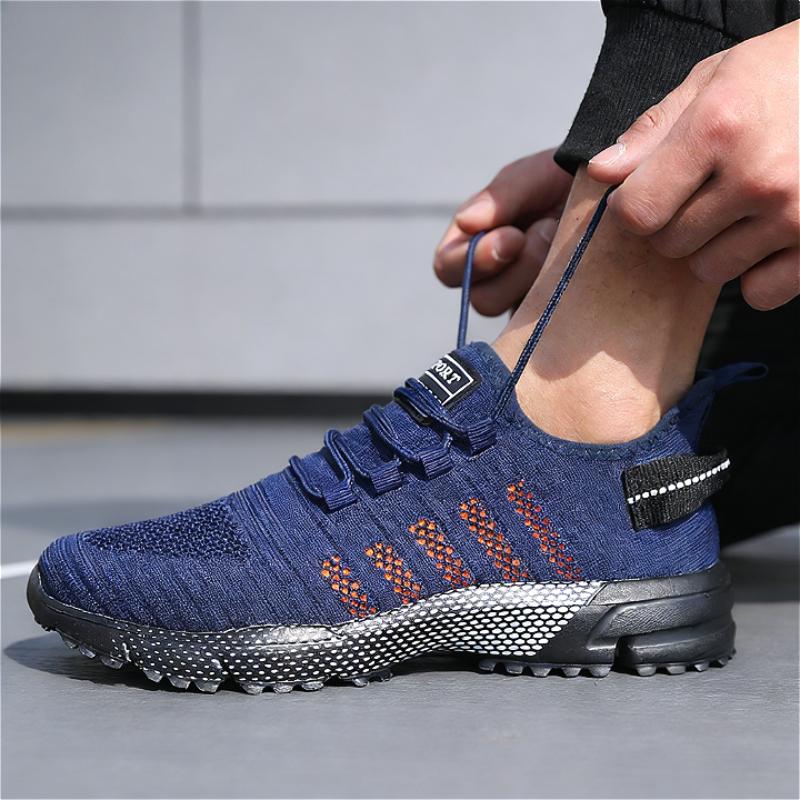 Men's Knit Weave Sports Shoes Breathable Mesh Sneakers Fashion Casual Running Shoes Lightweight Non-Slip Outdoor Walking Shoes