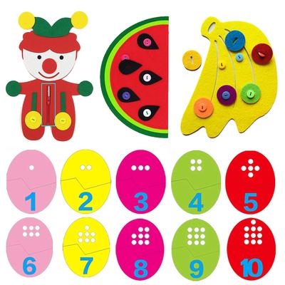 Children Felt Toys Nonwoven Fabric Handmade DIY Early Education Puzzle Gift for Kids Digital Cognition Zipper Buckle TMZ