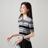 SOFSIL Women's Color-block Stripe Knit Polo T-shirt