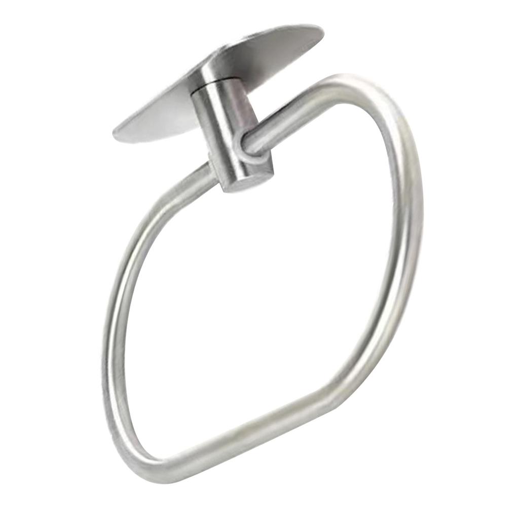 Towel Ring Stainless Steel Wall Mount Punch Free Installation Modern Oval Towel Holder Silver