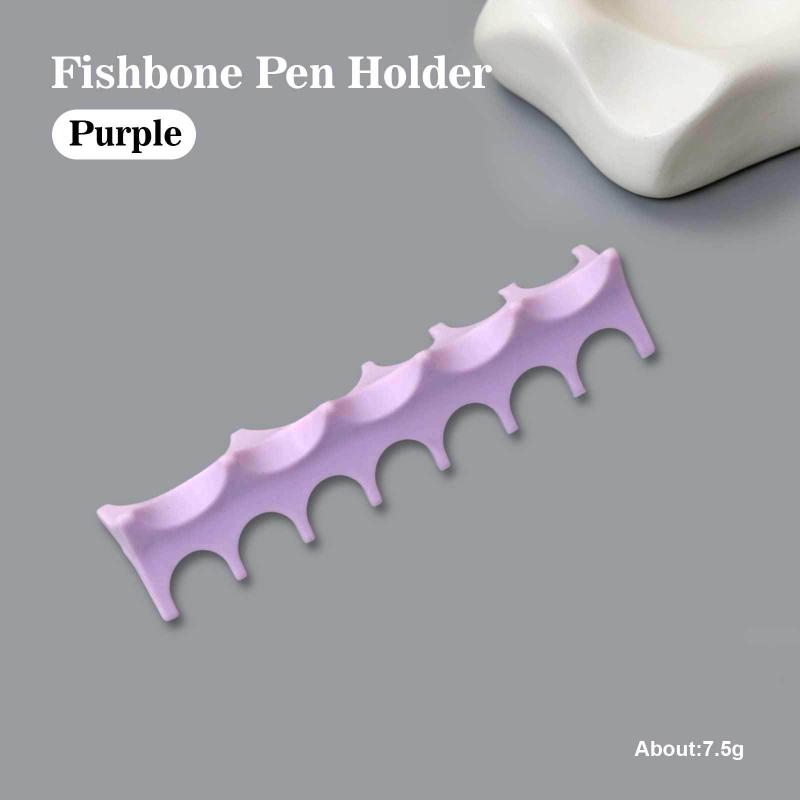 

Silicone Fishbone Nail Pen Holder Brush Rack Shelf Uv Gel Brush Display Stand Makeup Painting Pen Rest Organizer Stander фиолетовый