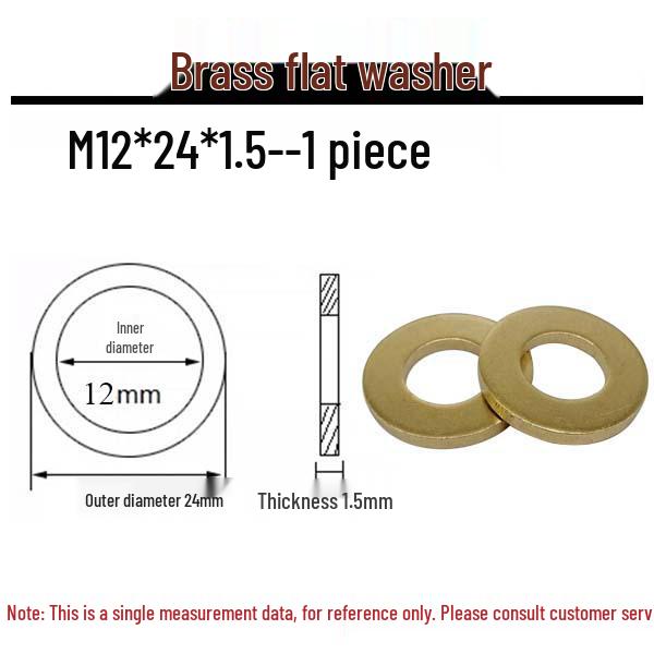 Brass and Copper Flat Washers and Spacers - Sizes: M2 to M12